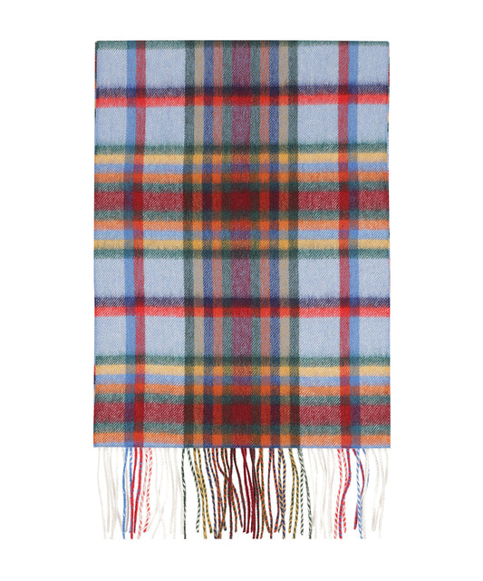 Sjaal Wol/Cashmere 30X190 | Lichtblauw Bordeaux Multi