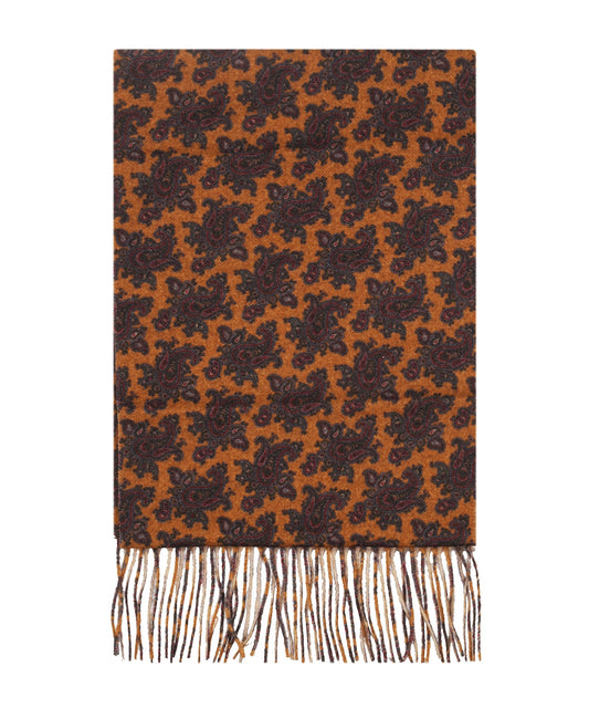Sjaal Wol 30X180 cm | Oranje Beige Paisley