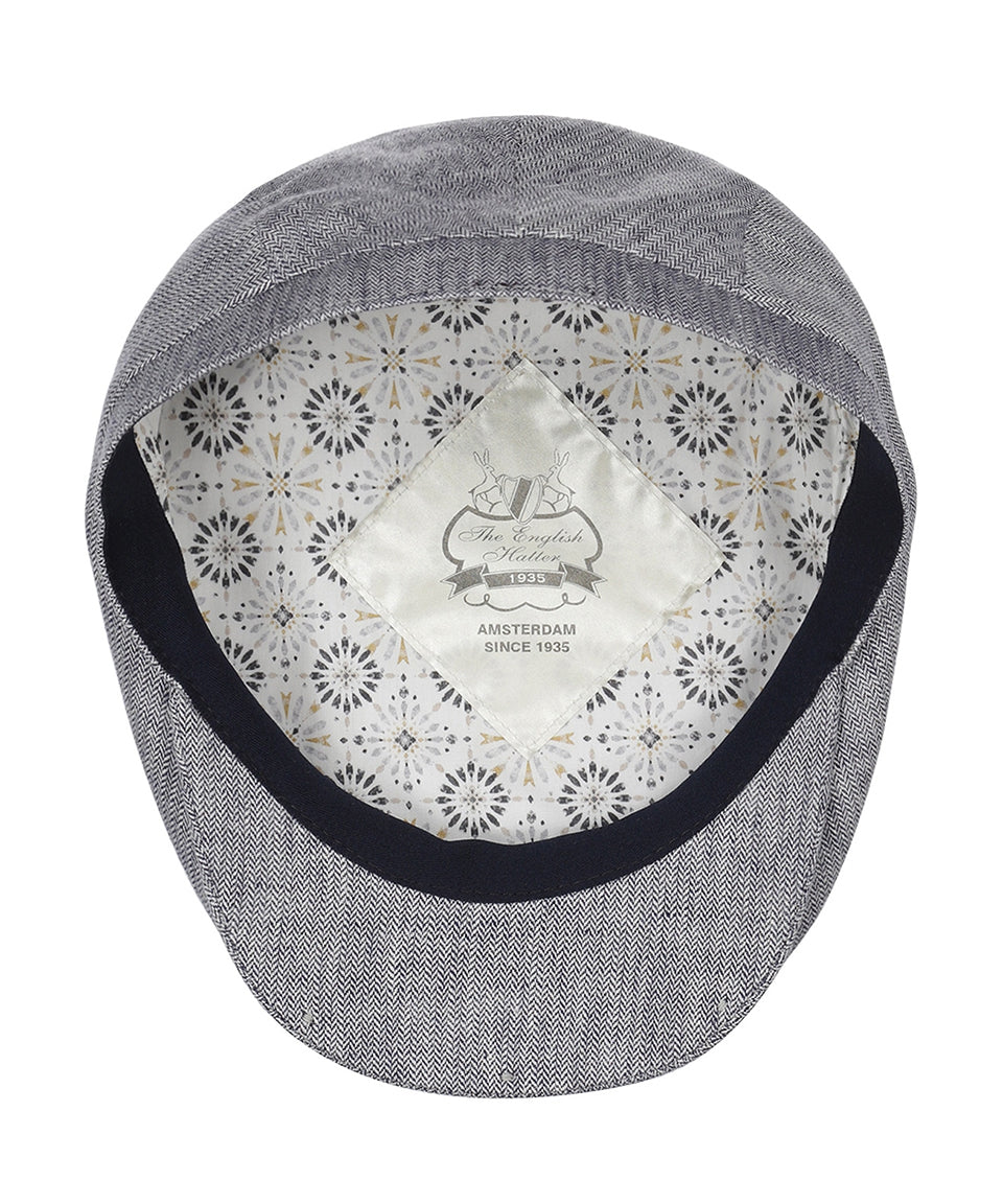 Klassieke Cap | Blauw Herringbone Fijn