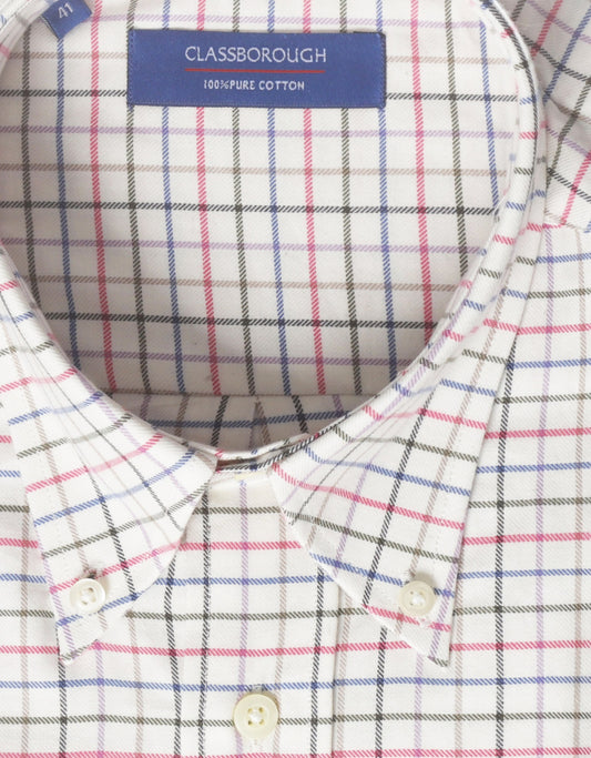 Shirt Katoen | Roze Blauw Ruit