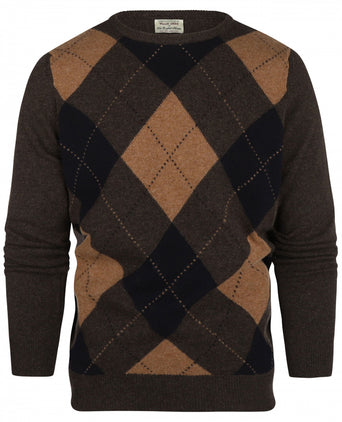 WL Ronde Hals Ruit Pullover | Bruin