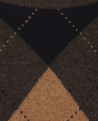 WL Ronde Hals Ruit Pullover | Bruin