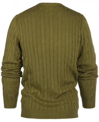 Kabel Trui Cotton/Cashmere ronde hals | Groen