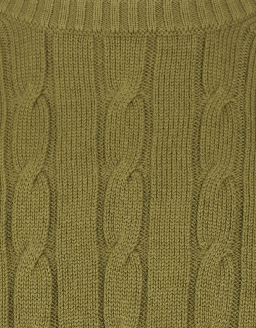 Cable Knit Sweater Cotton/Cashmere Crew Neck | Green