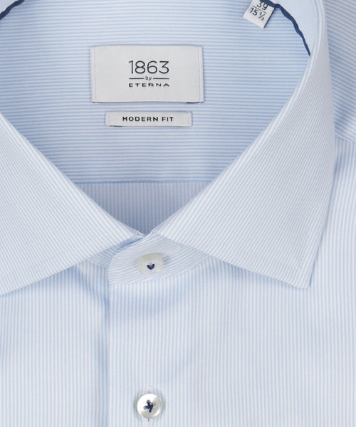 Overhemd gestreept semi spread boord | Blauw