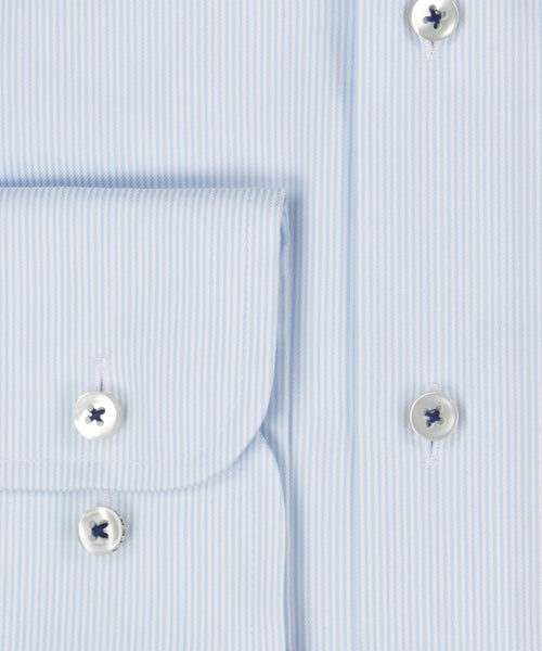 Overhemd gestreept semi spread boord | Blauw