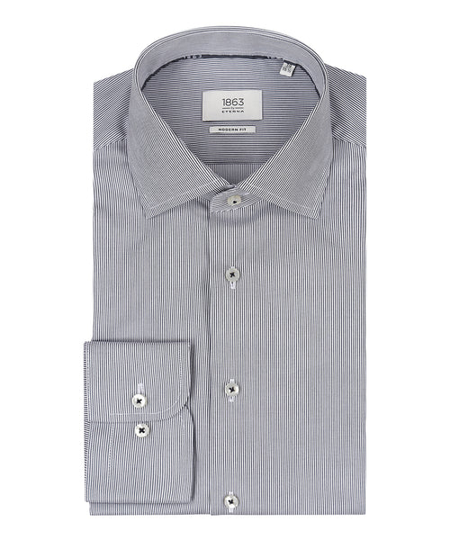 Overhemd gestreept semi spread boord | Blauw