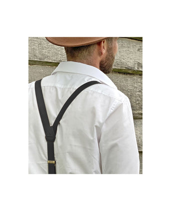 Leren 2-in-1 bretels met clips en patten | Zwart