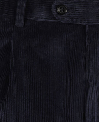 Corduroy Pantalon Brede Rib | Navy Blauw