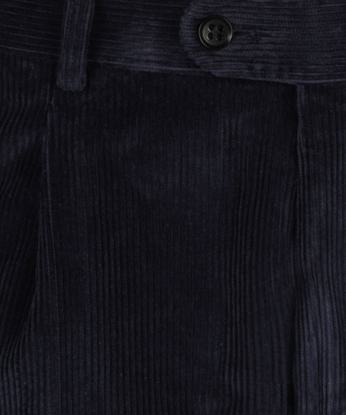 Corduroy Pantalon Brede Rib | Navy Blauw