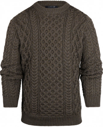 Aran Ronde Hals Kabeltrui | Groen