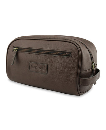 Barbour Leather Washbag | Bruin
