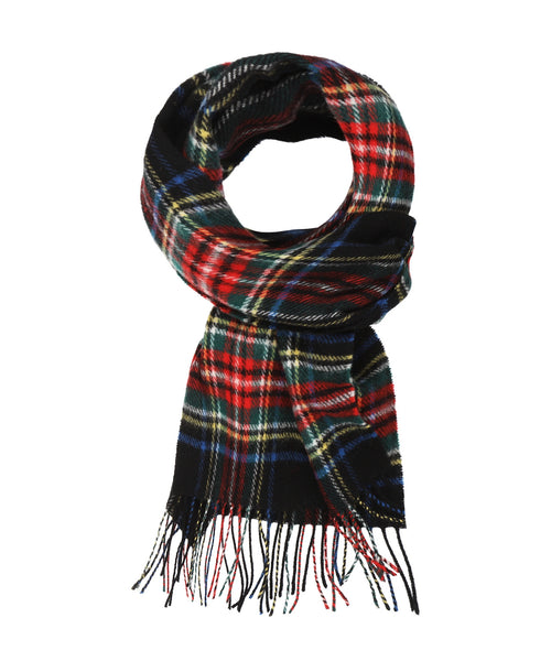 Geruite Lamswollen Sjaal | Black Stewart Tartan