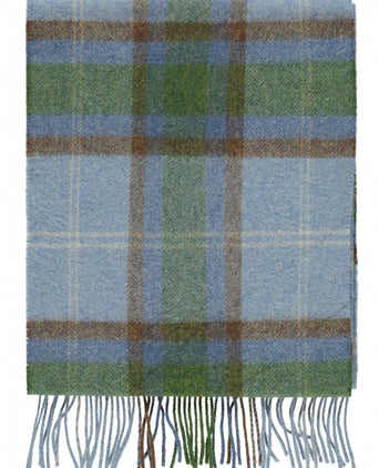 Geruite Lamswollen Sjaal | Light Blue Green Check
