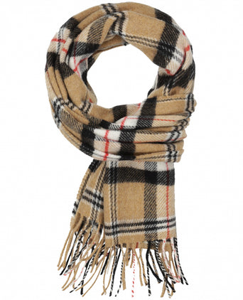 Geruite Lamswollen Sjaal | Camel of Merrick Tartan