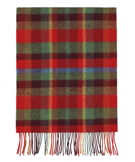 Lambswool Scarf | Red Burgundy Green Check