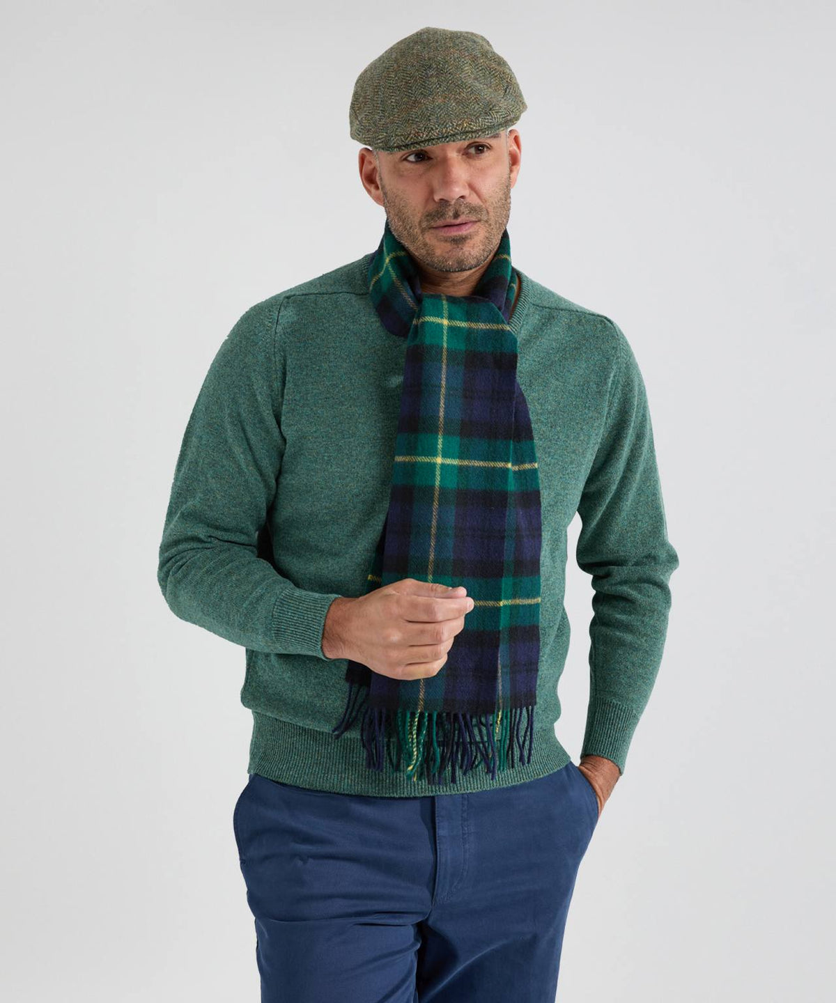 Lambswool Scarf Medium | New Green and Yellow Tartan