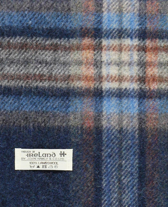 Lange Lamswollen ruit sjaal | Orange Denim Check