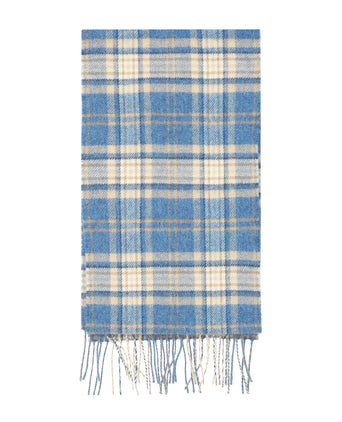 Lange Lamswollen ruit sjaal | Blue Beige Check