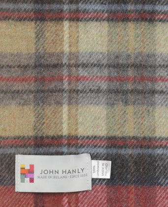 Lange Lamswollen ruit sjaal | Red Grey Straw Plaid