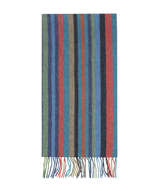 Lambswool Scarf Long | Groen Blauw Rood streep