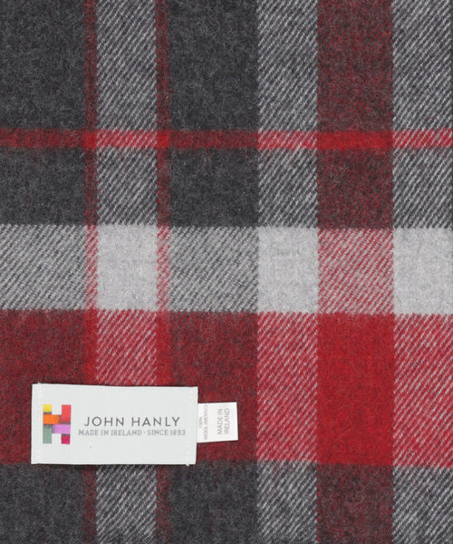 Merino Luxury Wool Scarf | Charcoal Silver Red Check