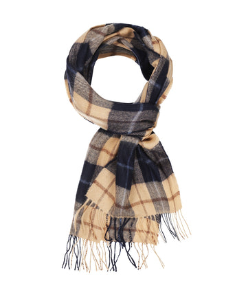 Merino Luxery Wool Scarf | Navy Beige Brown Check