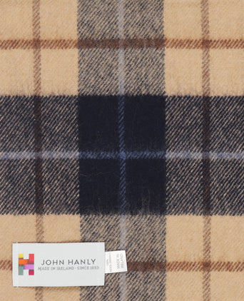 Merino Luxery Wool Scarf | Navy Beige Brown Check