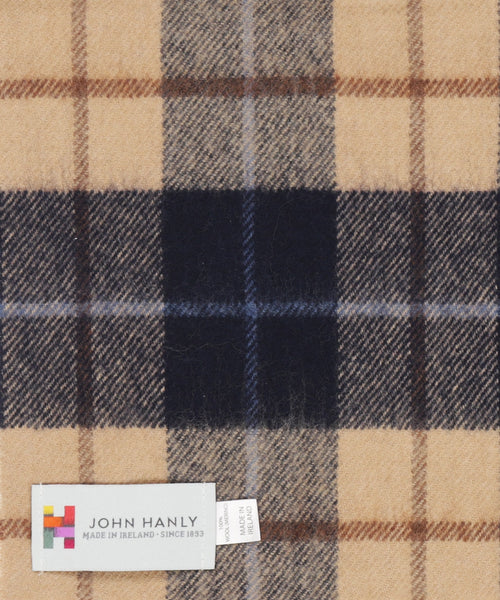 Merino Luxury Wool Scarf | Navy Beige Brown Check