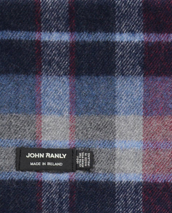 Merino Luxery Wool Scarf | Navy Wine Denim Check