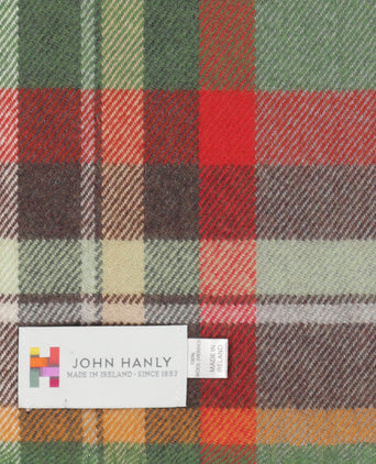 Merino Luxery Wool Scarf | Green Rust Orange Brown Check