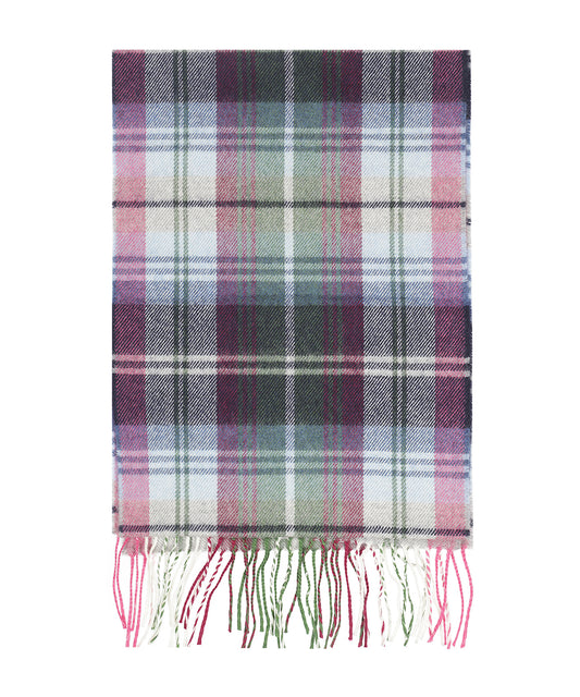 Merino Luxury Wool Scarf | Paars Groen Ecru ruit