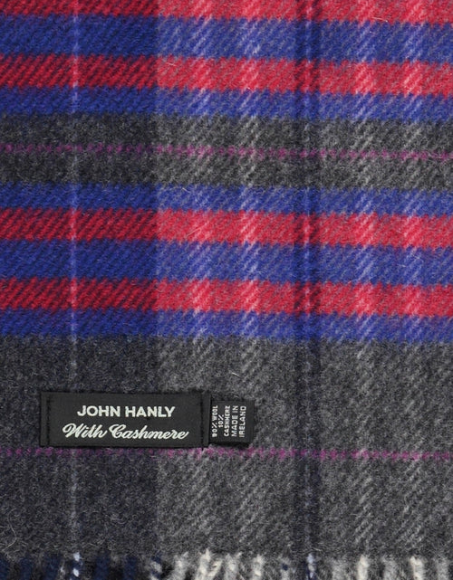 Wool Cashmere Scarf | Grey Blue Red Check