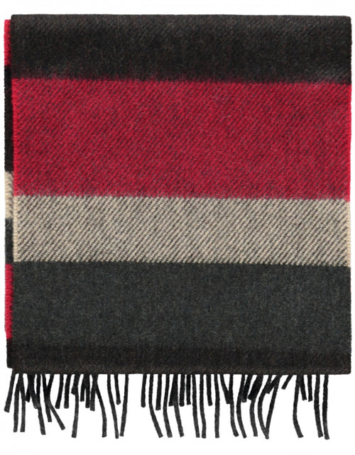 Wool Cashmere Scarf | Red Grey Mix Stripe
