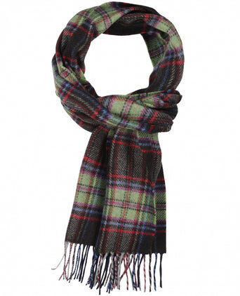 Wool Cashmere Scarf | D Brown Green Check