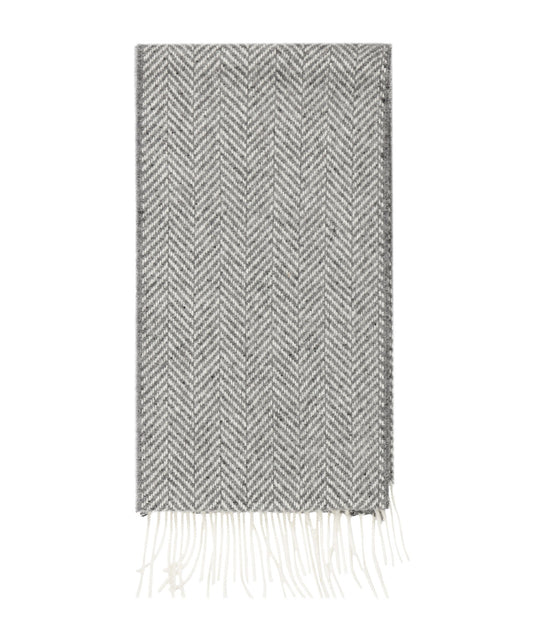Cashmere Merino Scarf | Grey Herringbone
