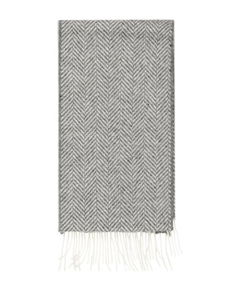 Cashmere Merino Scarf | Grey Herringbone