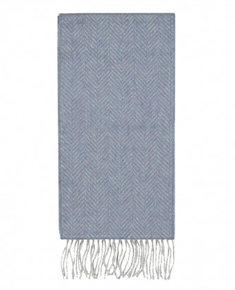 Cashmere Merino Scarf | L Grey Blue Herringbone