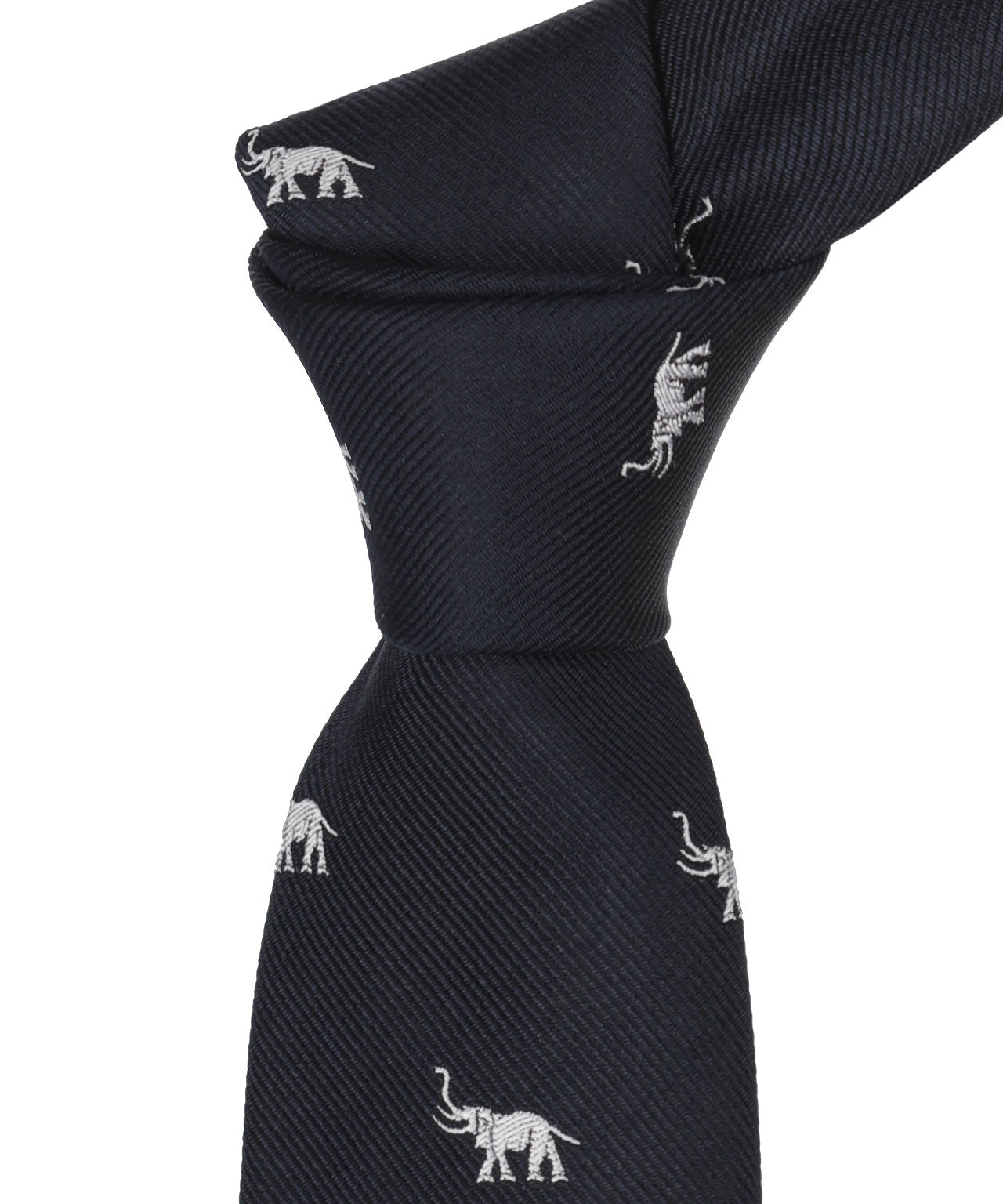 Zijden Stropdas | Navy Olifant Wit