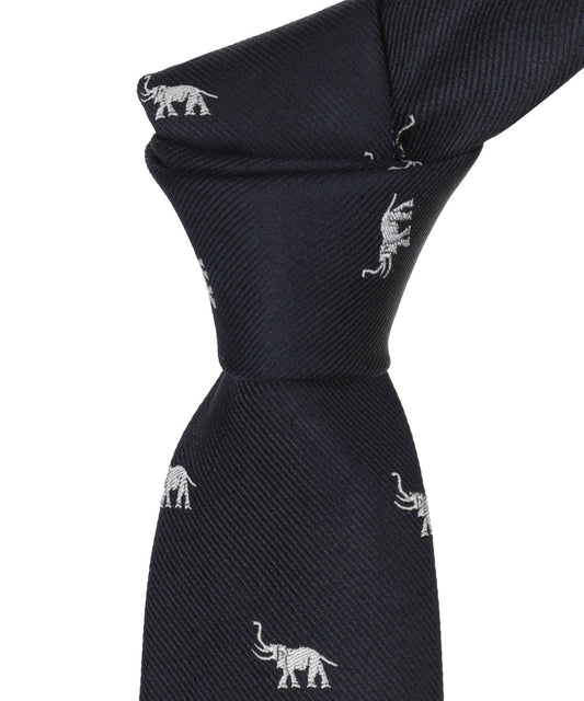 Zijden Stropdas | Navy Olifant Wit