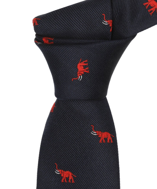 Zijden Stropdas | Navy Olifant Rood