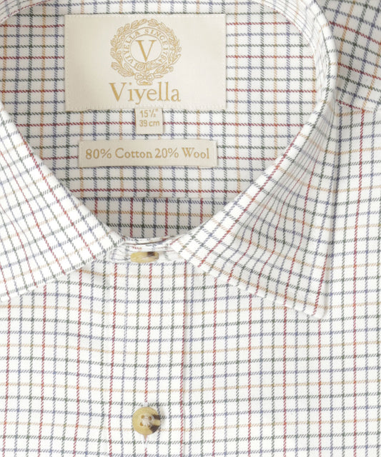 Shirt | Wit mini ruit Rood/Groen/Blauw/Oranje