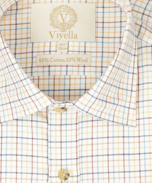 Shirt | Wit mini ruit Paars/Blauw/Rood/Oranje