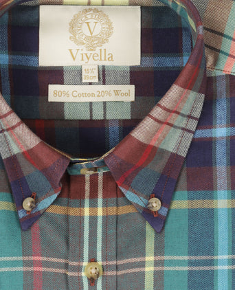 Viyella Shirt Button Down | Blauw