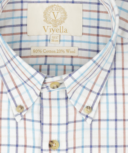 Shirt BD | Kleine ruit Aqua/Navy/Bruin