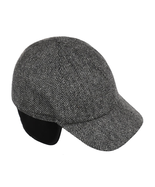 Baseball Cap oorflap | Grijs Herringbone