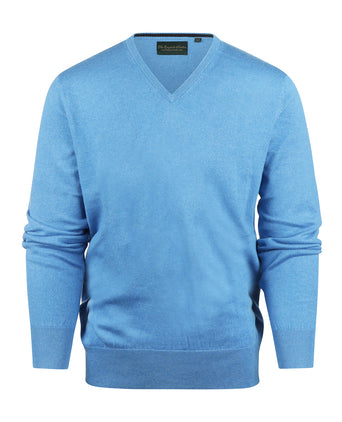 Pullover V-Hals Cotton/Cashmere | Blauw