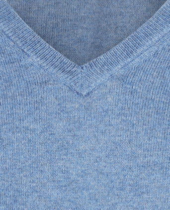 Pullover V-Hals Cotton/Cashmere | Blauw