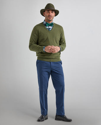 Pullover V-Hals Cotton/Cashmere | Groen