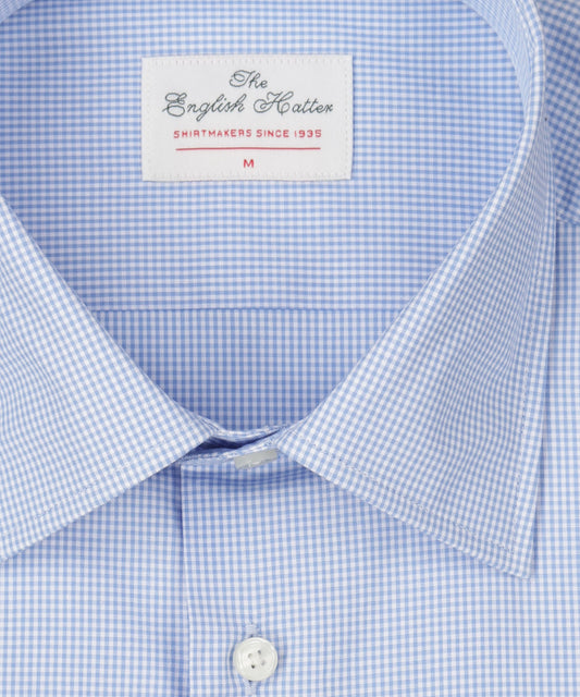 Shirt Semi Widespread | Licht Blauw Micro Ruit
